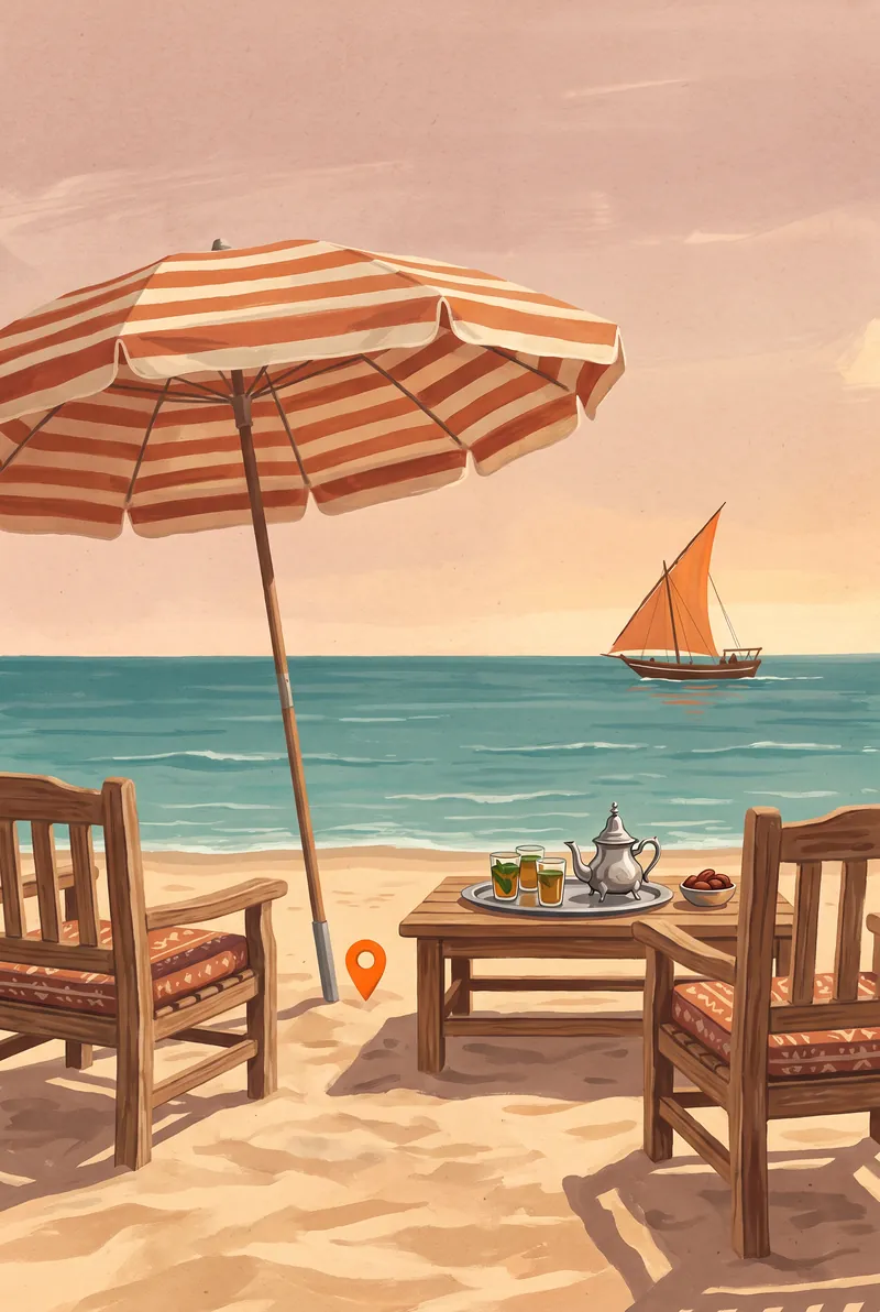 Illustration : café de plage sur la côte atlantique